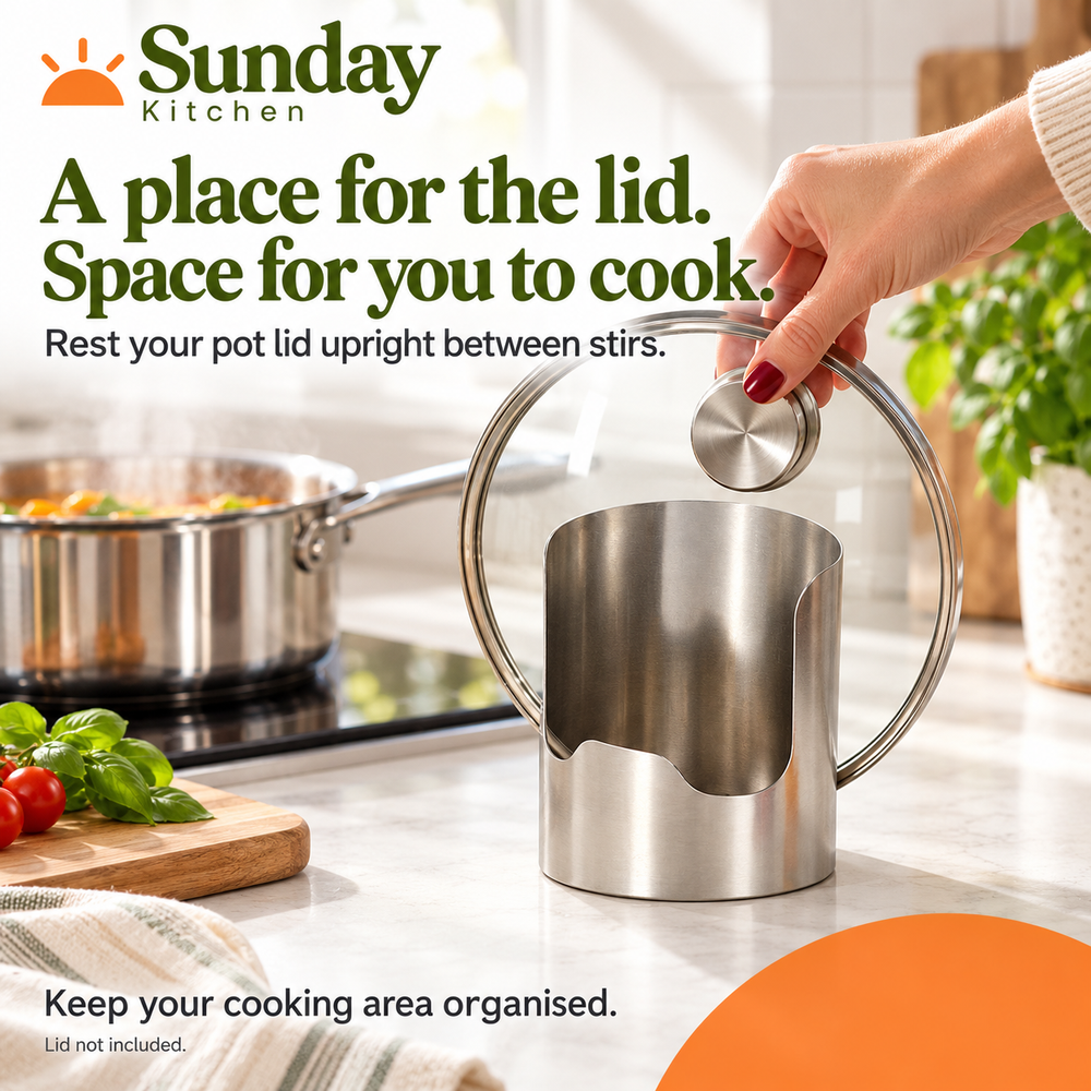 Pot lid resting in the organiser