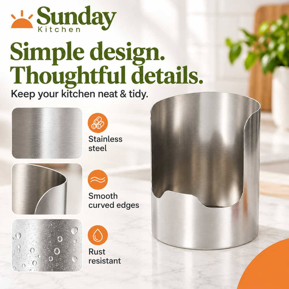 Stainless steel material and curved edges